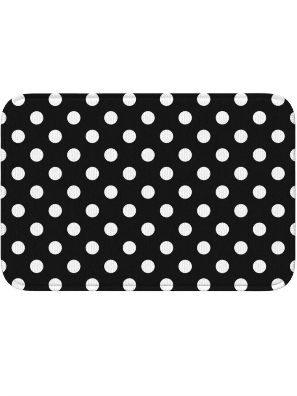 Black and White Polka Dot Bath Mat - Classic Non-Slip Accent